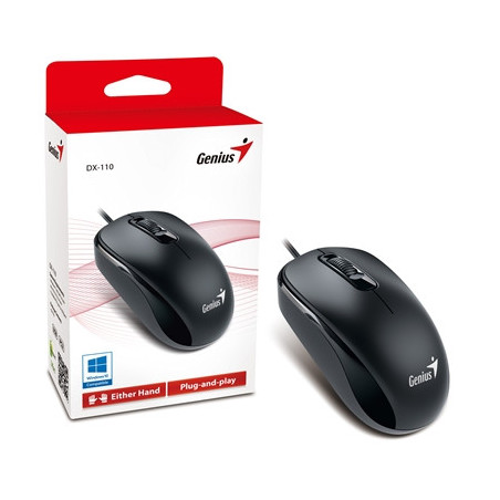 Genius DX-110 Wired USB Plug and Play Mouse  1000 DPI Optical Tracking  3 Button with Scroll Wheel  Ambidextrous Design with 1.5
