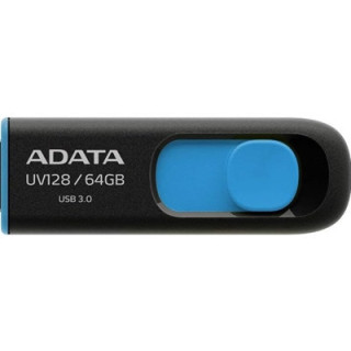 Adata UV128 64GB USB 3.2 Gen 1 Flash Drive  Capless Design  Black/Blue