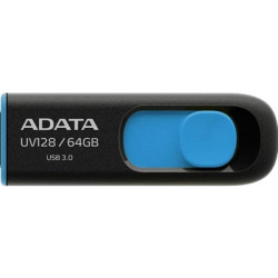Adata UV128 64GB USB 3.2 Gen 1 Flash Drive  Capless Design  Black/Blue