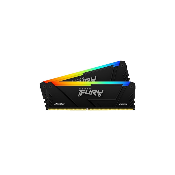Kingston FURY Beast KF432C16BB2AK2/16 16GB (2x 8GB) DIMM System Memory  3200MHz  DDR4  CL16  Black  RGB  Intel XMP