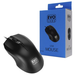 Evo Labs MO-128 Wired USB Plug and Play Mouse  800 DPI Optical Tracking  3 Button with Scroll Wheel   Ambidextrous Design  Matte