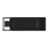 Kingston DT70/128GB DataTraveler 128GB USB Flash Drive  USB 3.2   USB-C  Gen1  80MB/s  Cap Design  Black  Retail.