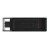 Kingston DT70/64GB DataTraveler 64GB USB Flash Drive  USB 3.2   USB-C  Gen1  80MB/s  Clear Cap  Black  Retail.