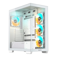 Gigabyte C500 Panoramic Stealth Ice RGB Gaming PC Case  Tempered Glass  Optimized Airflow  ATX/Micro-ATX  Support for Liquid Coo
