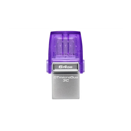 Kingston DataTraveler DTDUO3CG3/64GB 64GB MicroDuo USB OTG Flash Drive  3C  USB-C and Type A