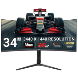piXL CM34C7 34 Inch 165Hz UWQHD Quad HD Ultrawide Curved Gaming Monitor  with 1.5ms Response Time  3440 x 1440 Resolution  HDMI 