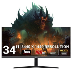 piXL 34-inch UWQHD UltraWide 165Hz Gaming Monitor with 100% sRGB Colour Gamut  Quad HD 3440 x 1440 IPS Panel & 1ms Response Time