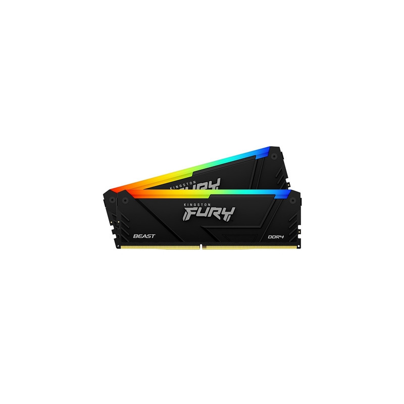 Kingston FURY Beast KF432C16BB2AK2/32 32GB (2x 16GB) DIMM System Memory  3200MHz  DDR4  CL16  Black  RGB  Intel XMP