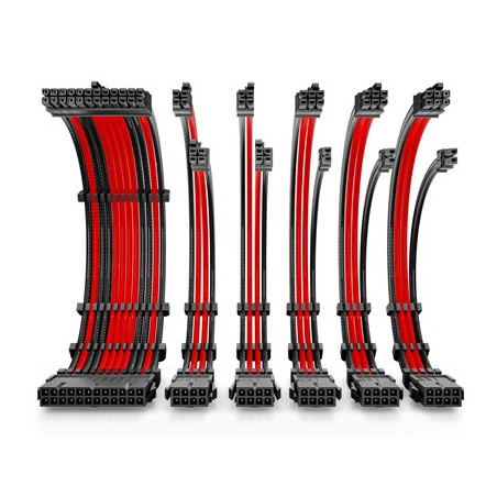 Antec Black/Red PSU Extension Cable Kit - 6 Pack (1x 24 Pin  2x 4+4 Pin  3x 6+2 Pin)