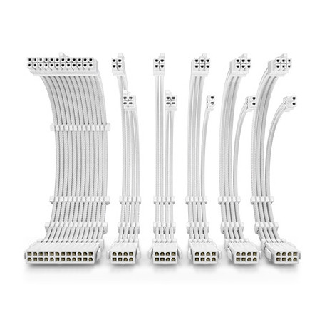 Antec White PSU Extension Cable Kit - 6 Pack (1x 24 Pin  2x 4+4 Pin  3x 6+2 Pin)