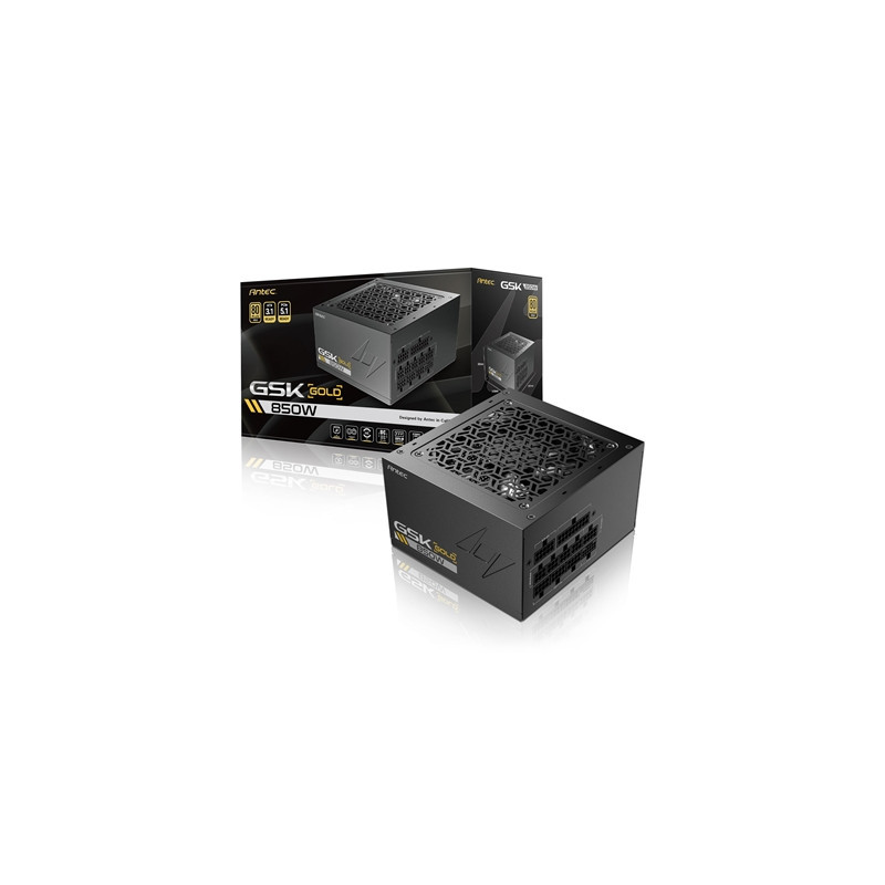 Antec GSK ATX3.1 850W Power Supply  80 PLUS Gold  Full Modular  PCIe 5.1  JP Capacitors  Silent FDB Fan  CircuitShield Protectio