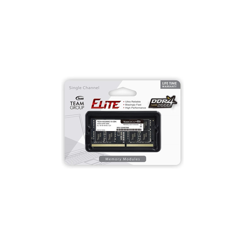 Team Elite TED416G2666C19-S01 16GB (1x 16GB) SODIMM System Memory  2666MHz  DDR4  CL19