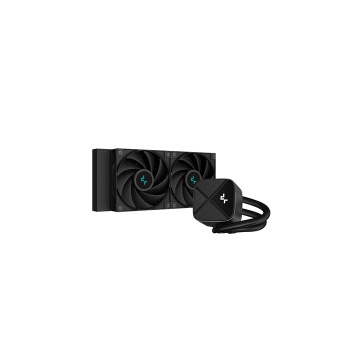 DeepCool LS520S Zero Dark All In One Liquid CPU Cooler  240mm Radiator  2 x 120mm Deepcool Fans  Intel/AMD