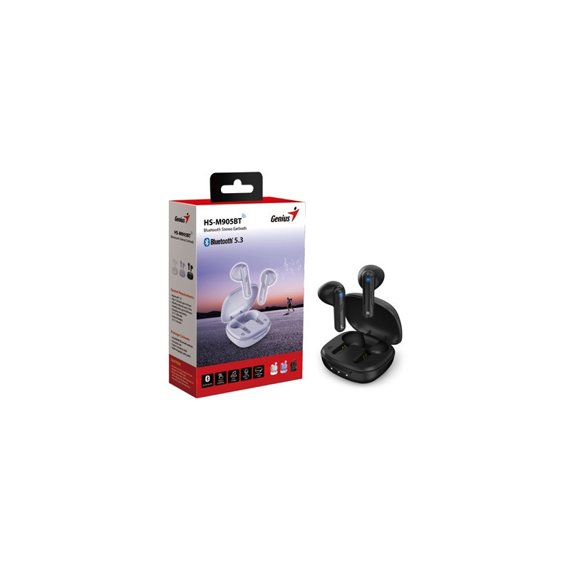 Genius HS-M905BT TWS True Wireless Earbuds  Bluetooth 5.3 Connectivity  Automatic Pairing and Touch Control Feature with Wireles