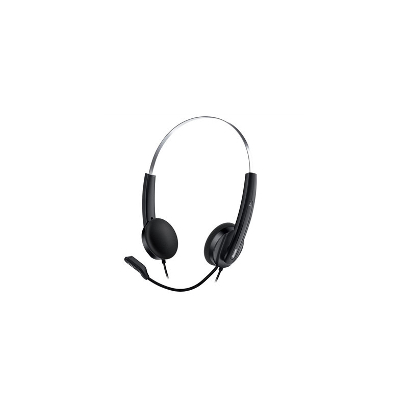 Genius HS-220U Ultra Lightweight Headset with Mic  USB Connection  Plug and Play  Adjustable Headband and microphone with In-lin