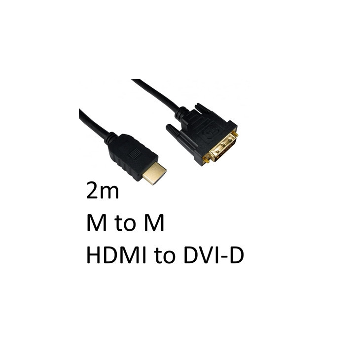 HDMI 1.4 (M) to DVI-D (M) 2m Black OEM Display Cable