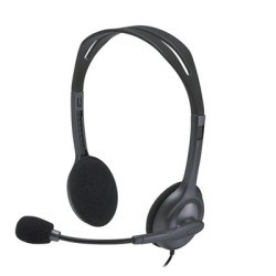 Logitech H111 Wired Headset  Stereo Sound  3.5mm Audio Jack  Noise-Cancelling Microphone  Black