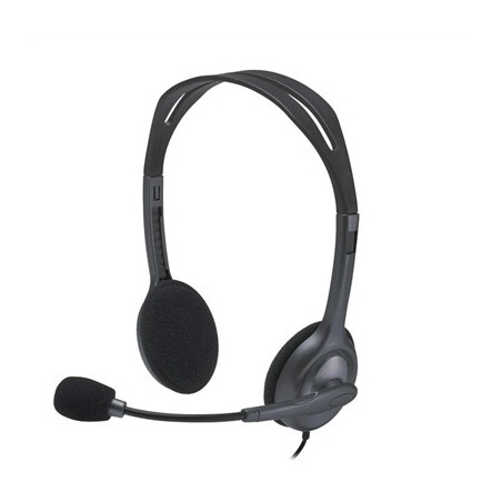 Logitech H111 Wired Headset  Stereo Sound  3.5mm Audio Jack  Noise-Cancelling Microphone  Black