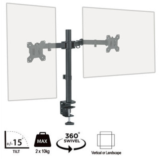 piXL Desk-Mounted Fully-Adjustable Dual Monitor Arm for Screens Up To 27 inch with VESA Mount & Built-In Cable Management