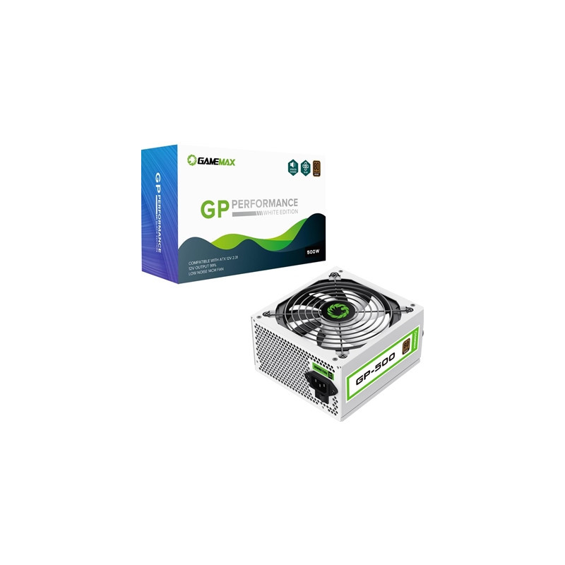 GameMax GP-500 500W 80 Plus Bronze Certified Power Supply Unit with Ultra Silent 140mm White Fan  High Efficiency  and Reliable 