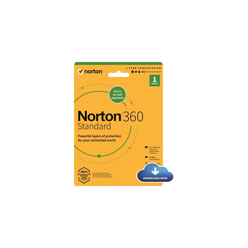 Norton 360 Standard  Antivirus Software for 1 Device  1-year Subscription  Includes Secure VPN  Password Manager and 10GB of Clo