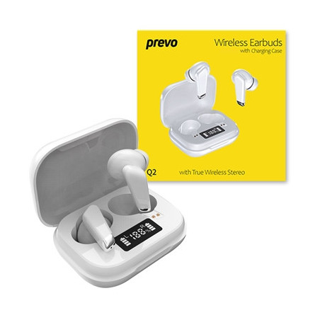 Prevo Q2 TWS Earbuds  Bluetooth 5.1  Automatic Pairing  Touch Control Feature with Digital LED Display Wireless Charging Case  A
