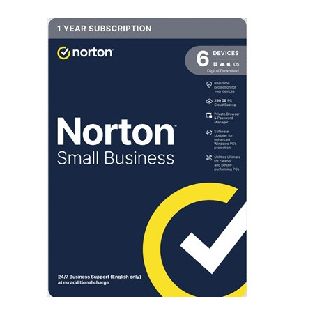 Norton Small Business  Antivirus Software  6 Devices  1-year Subscription  Includes 250GB of Cloud Storage  Dark Web Monitoring 
