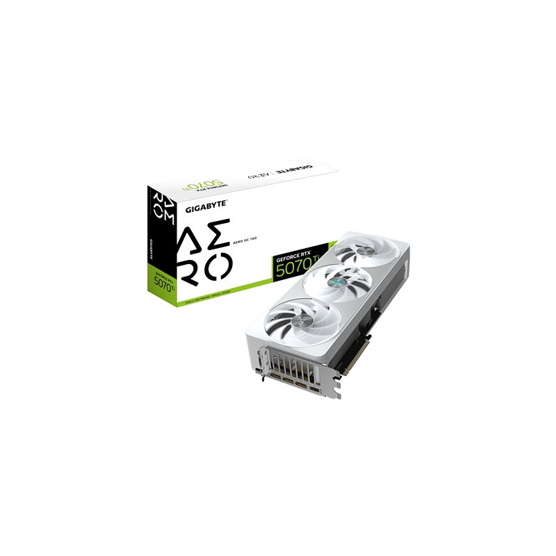 Gigabyte NVIDIA GeForce RTX 5070 Ti AERO OC 16GB GDDR7 Graphics Card  8960 CUDA Cores  2588 MHz Core Clock  Triple Fan  White  R