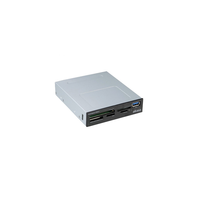 Akasa USB 3.0 Multi Card Reader  Supports CF/MS/SD/MicroSD UHS-II Cards  3.5“  Internal USB 3.0 Connector  Black  for PC