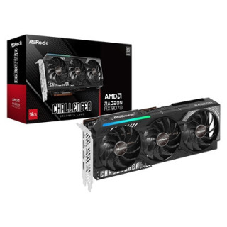 ASRock AMD Radeon RX 9070 Challenger OC 16GB GDDR6 Graphics Card  3584 Streams  2520 MHz Boost Clock  Triple Fan  RGB  3x Displa