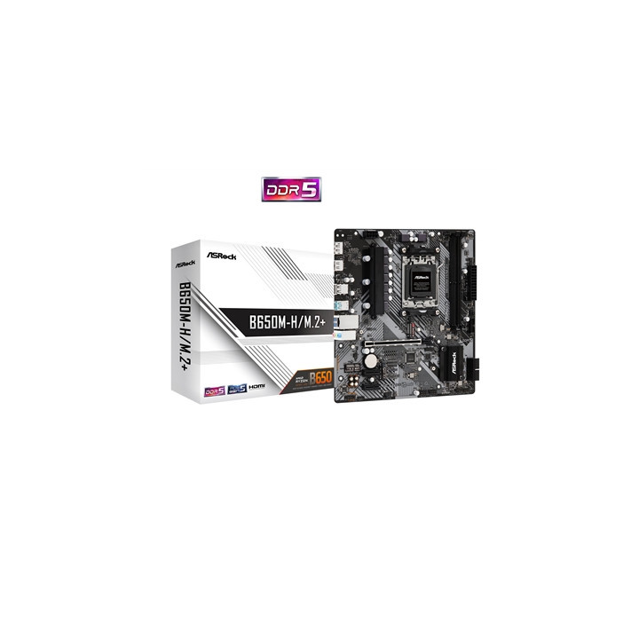 ASRock B650M-H/M.2+ AMD AM5 Socket Motherboard  Micro-ATX  2x DDR5 Slots  2x M.2 Sockets  GbE LAN  1x DisplayPort / 1x HDMI Port