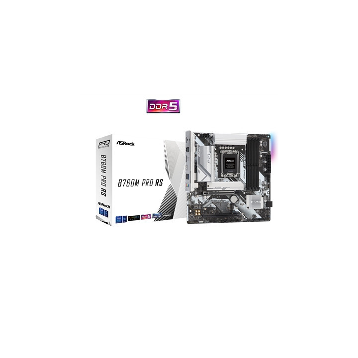 ASRock B760M PRO RS Intel 1700 Socket Motherboard  Micro-ATX  4x DDR5 Slots  3x M.2 Sockets  Fitted I/O Shield  2.5GbE LAN  1x D