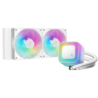 DeepCool LE240 V2 White 240mm Liquid CPU Cooler  Dual 120mm ARGB Fans  Anti-Leak Tech  Quiet Pump  High Performance for Intel & 
