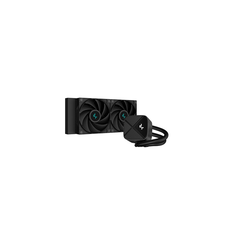 DeepCool LS520S Zero Dark All In One Liquid CPU Cooler  240mm Radiator  2 x 120mm Deepcool Fans  Intel/AMD