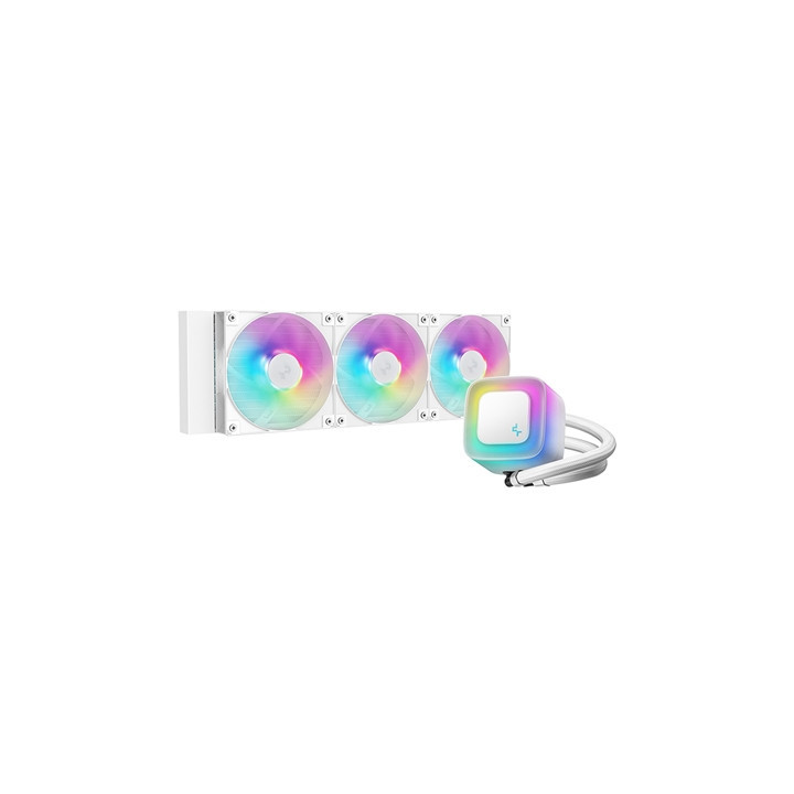 DeepCool LE360 V2 White 360mm Liquid CPU Cooler  Triple 120mm ARGB Fans  Anti-Leak Tech  Quiet High-Performance Pump  Compatible