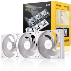 Antec Connect 120 ARGB White Reverse 3-Pack 120mm PWM Fans with Daisy Chain Design and Vibration-Absorbing Pads