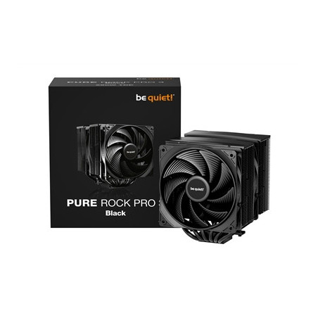 be quiet! Pure Rock Pro 3 CPU Cooler  Black  Universal Socket  2 x Pure Wings Fans  2000RPM  only 34.8dB(A) at maximum fan speed