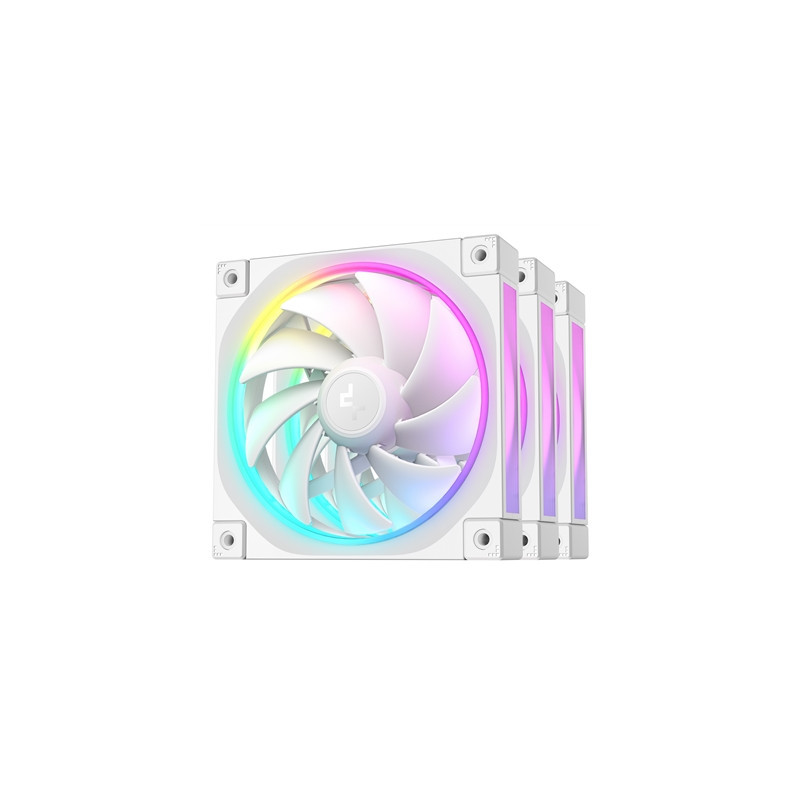 DeepCool FL12 120mm PWM 3 Pack White Fan - High Performance  Low Noise  Fluid Dynamic Bearing  36 ARGB LEDs  500-2150 RPM  55 CF