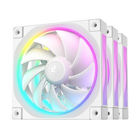 DeepCool FL12 120mm PWM 3 Pack White Fan - High Performance  Low Noise  Fluid Dynamic Bearing  36 ARGB LEDs  500-2150 RPM  55 CF