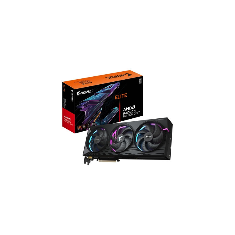 Gigabyte AMD Radeon RX 9070 XT ELITE 16GB GDDR6 Graphics Card  4096 Streams  2570 MHz Core Clock  Triple Fan  RGB  2x DisplayPor