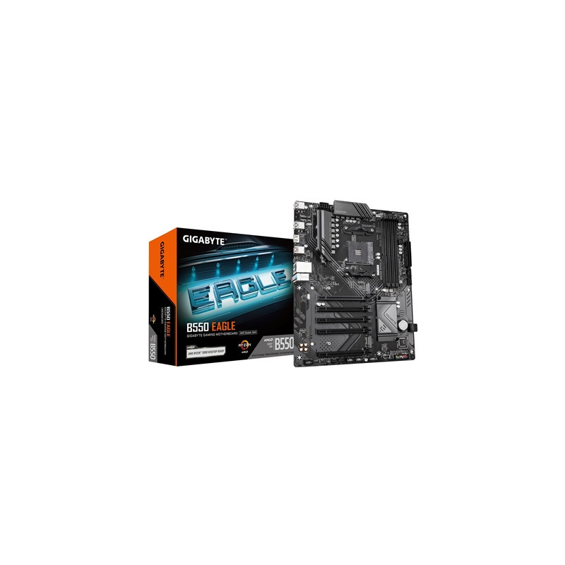 Gigabyte B550 EAGLE AMD AM4 Socket Motherboard  ATX  4x DDR4 Slots  2x M.2 Sockets  GbE LAN  1x HDMI Port