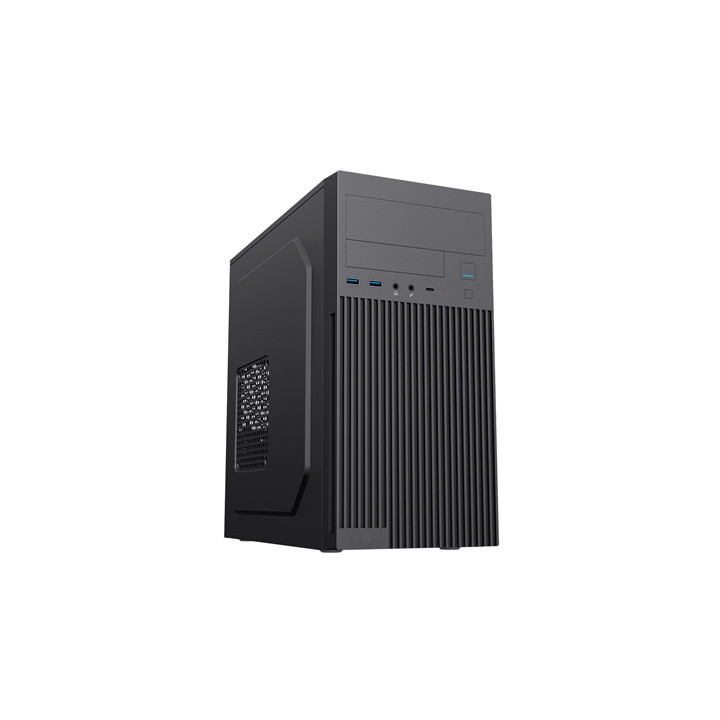 CiT Mentor Micro-ATX Office PC Case With USB Type C and 80mm Rear Black Fan Included