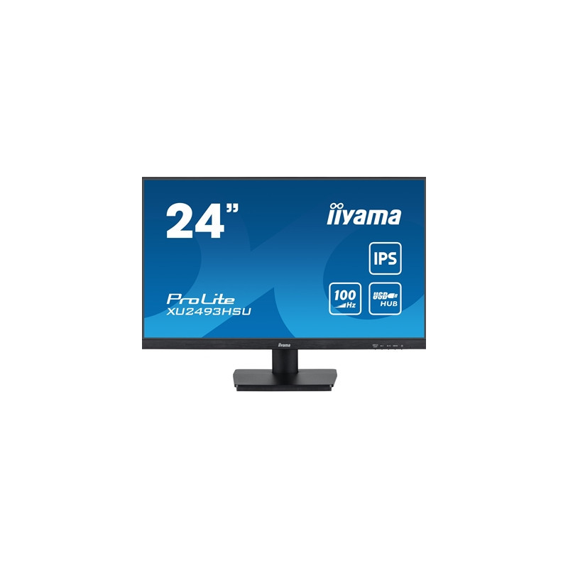 iiyama ProLite XU2493HSU-B7 IPS Monitor - 24 Inch  1920x1080 Full HD (1080p) @ 100 Hz  250 cd/m  1ms  USB-Hub  HDMI  DisplayPort