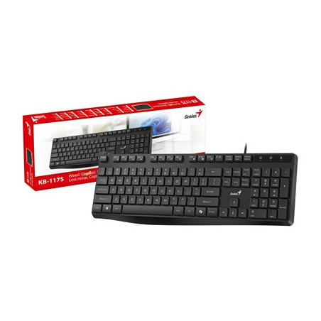 Genius KB-117S Wired AI Copilot Silent Keyboard  USB Plug and Play  11 Multimedia Function Keys  Full Size UK Layout Design for 