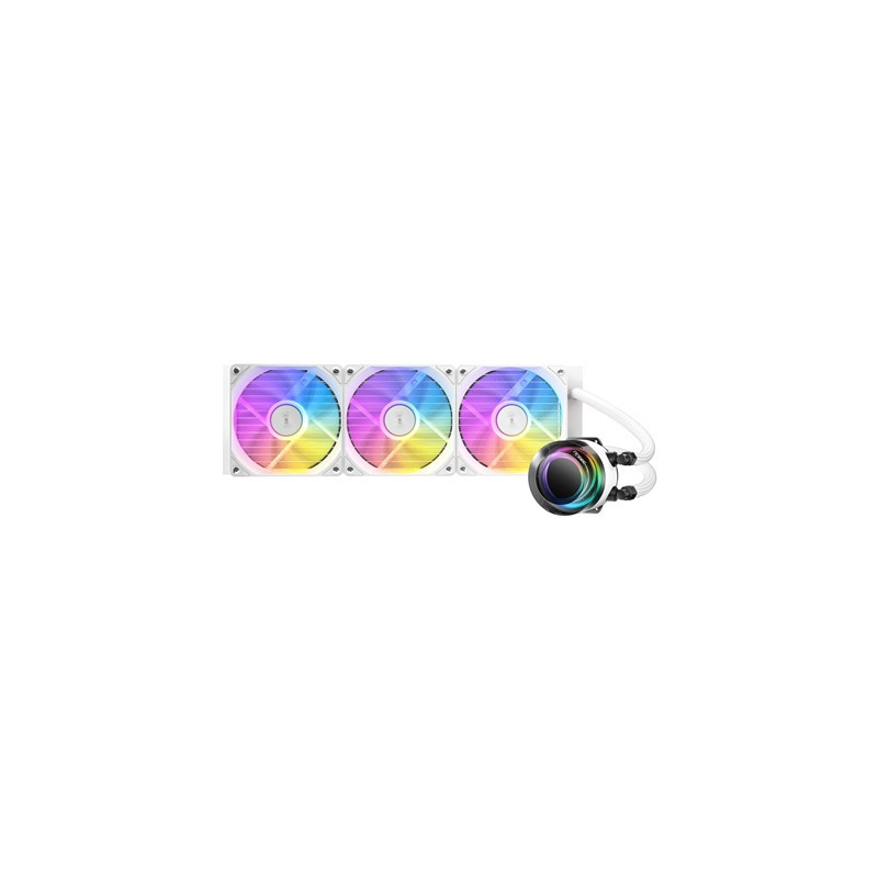 Antec Vortex Lum 360 ARGB White CPU Liquid Cooler - Intel & AMD Compatible  3 x 120mm ARGB Fans  Suspended Spiral Pump Head  Enh