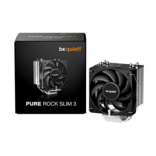 be quiet! Pure Rock Slim 3 Fan CPU Cooler  Universal Socket  High Quality 100mm PWM Black Cooling Fan  1700RPM  3 Heat Pipes  13