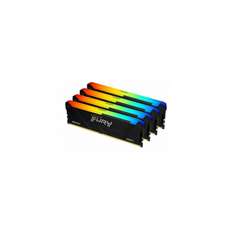 Kingston FURY Beast KF436C18BB2AK4/128 128GB (4x 32GB) DIMM System Memory  3600MHz  DDR4  CL18  Black  RGB  Intel XMP