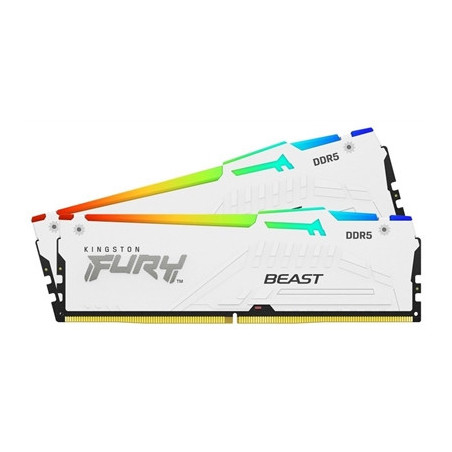 Kingston FURY Beast White RGB Kit  32 GB (2 x 16GB)  DDR5  5600MHz  Unbuffered  288-pin  DIMM  CL36  1.25v