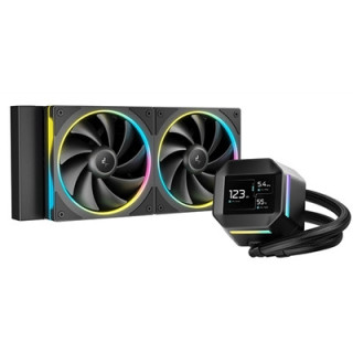 DeepCool LM240 Liquid CPU Cooler with 2.4“ IPS Display  240mm AIO  Dual 120mm ARGB Fans  Anti-Leak Technology  PWM Pump  Intel L