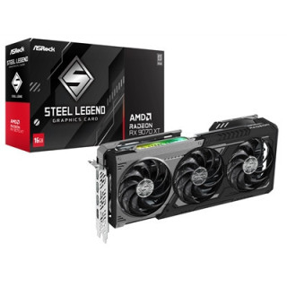 ASRock AMD Radeon RX 9070 XT Steel Legend Dark 16GB GDDR6 Graphics Card  4096 Streams  2970 MHz Boost Clock  Triple Fan  3x Disp